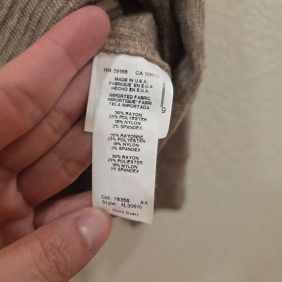 Karen Kane Womens Brown Ribbed Cowl Neck Knit Sweater Size Large Made in USA - Picture 3 of 9